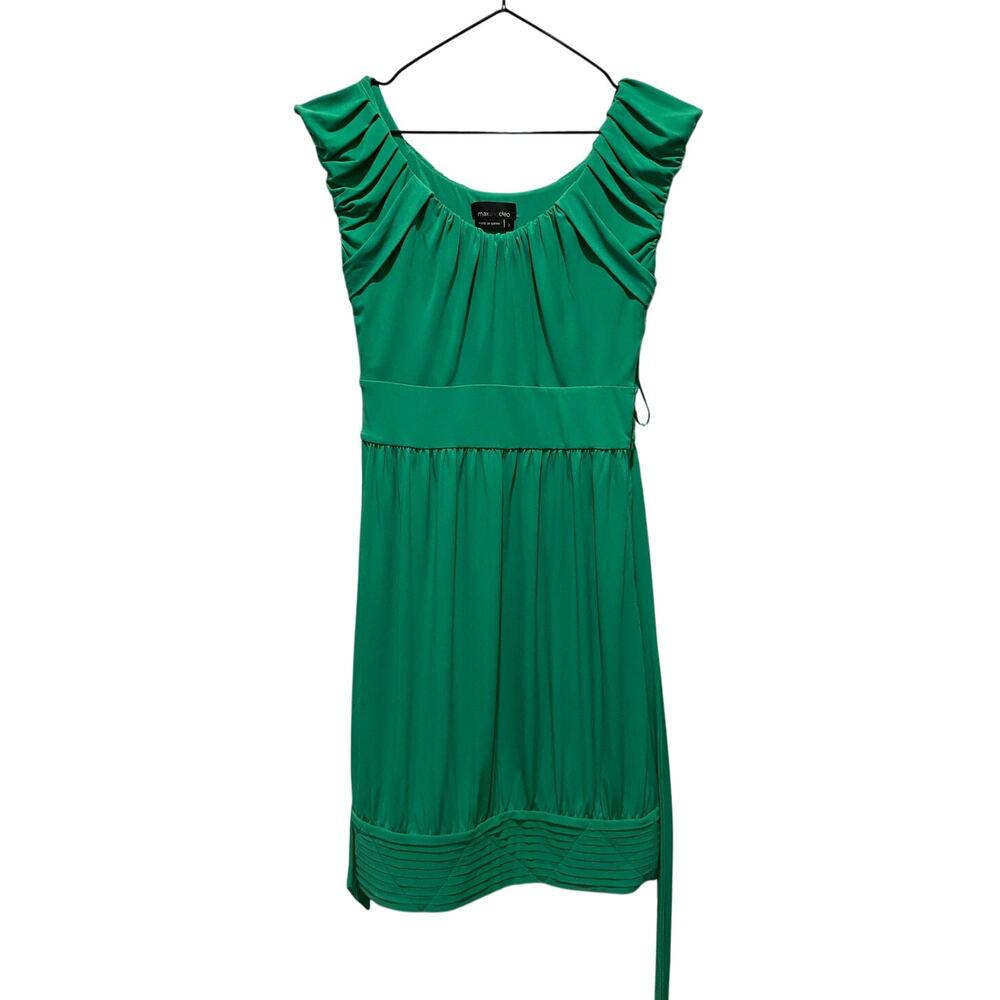 Max and Cleo Women's Green Y2K Jersey Knit Dress Sz 2 Party VTG babydoll